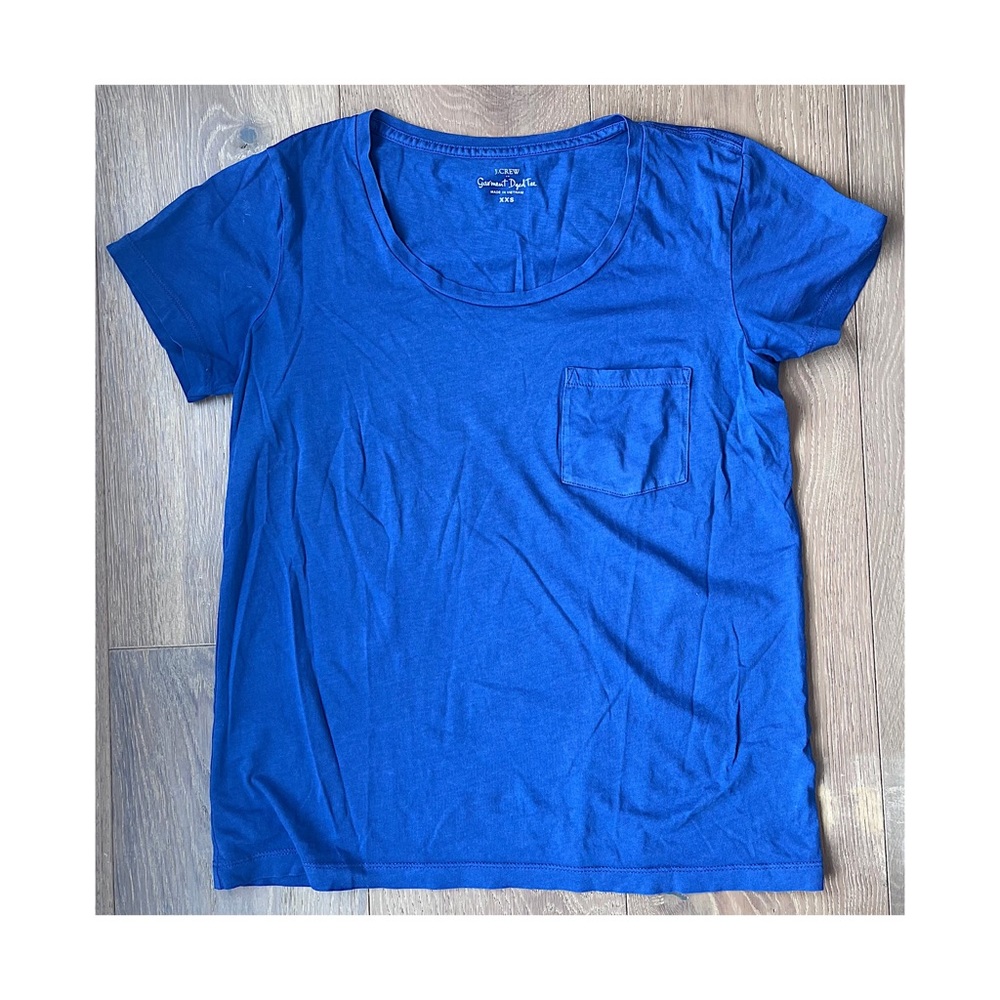J. Crew | garment dyed vibrant blue pocket tee
